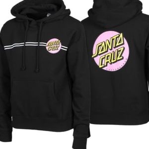 BLACK SANTA CRUZ HOODIE WITH PINK LOGO SIZE L